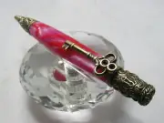 GORGEOUS HIGH QUALITY HANDMADE SKELETON KEY HOT PINK/RED PEARL ACRYLIC TWIST BP