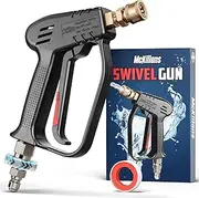 McKillans Short Pressure Washer Gun with Swivel - High Pressure Water Handle with 3/8" Male Plug and 1/4” Quick Connector Coupler - Power Washer Gun Compatible with Foam Cannon - Car Wash Foam Gun