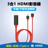 在飛比找momo購物網優惠-【LineQ】蘋果+安卓+Type C 轉HDMI數位通用3