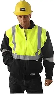 Huski Men's Site Hi Vis Blend Bomber Jacket, Yellow/Navy, 4X-Large