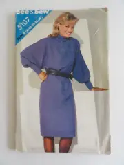 Butterick See & Sew 5107 Dress w/ Dolman Sleeves Misses' 8-16 Pattern Uncut