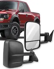 ECCPP Towing Mirrors Tow Mirrors with 1988-1998 For Chevy/For GMC Silverado/Sierra 1500 2500 3500 Pickup Manual Adjusted No Heated No Turn Signal Black Housing Pickup Truck Mirrors