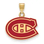 Yellow Sterling Silver NHL LogoArt Montreal Canadiens Small Enameled Pendant