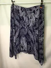 AUTOGRAPH NAVY BLUE “WHITE PAISLEY” HANKI MIDI SKIRT SIZE 26 COMFORTABLE NEW