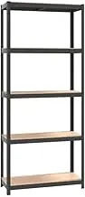 5-Layer Standing Shelf with Galvanised Steel & Engineered Wood - Sturdy Bookcase for Home, Office, Garage - Space-Saving Storage Solution