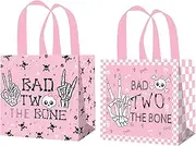 Bad Two The Bone Birthday Party Supplies Bad 2 The Bone Favor Bags 12Pcs Rock 2nd Birthday Non-Woven Gift Bags Rock n Roll Treat Bags for Rock Theme 2 Year Old Party Decor
