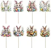 Easter Bunny Cupcake Toppers, Cute Colorful 8 Styles Food Rabbit Picks, Cake Decorations Party Cupcake Topper For Easter Theme Spring Birthday