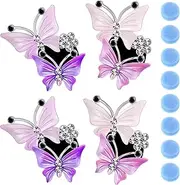 4 Pieces Car Aromatherapy Vent Clips Dual Butterfly Car Air Vent Freshener Perfume Clip Aroma Diffuser Decoration (Pink, Purple)