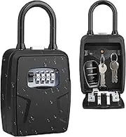 Large Key Lock Box Outdoor, [Hanging & Wall Mounted] Diyife 4 Digit Combination Lock Box with Removable Shackle Waterproof Portable Key Safe Box, Key Safe Box for House Keys, Car Keys, Cards