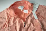 Tommy Bahama Half Zip Sweater Sandy Bay Flip Reversible Navel Orange Medium M