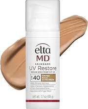 EltaMD UV Restore Tinted Anti-Aging Face Sunscreen Broad-Spectrum SPF 40, Mineral Sunscreen Moisturizer to Improve Sun Damaged Skin, Oil Free, Fragrance Free, Non Greasy,2 fl. oz.
