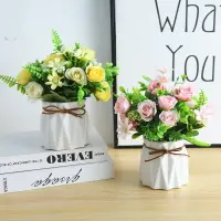 在飛比找樂天市場購物網優惠-北歐假花仿真花擺設室內家居植物花藝擺件客廳玫瑰花絹花裝飾盆栽