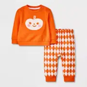 NWT Baby Halloween Pumpkin Top & Pants Set - Cat & Jack Orange 12M