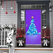 Door Stickers Santa Claus PVC Detachable Door Sticker Merry Christmas Living Room Decor Wallpaper 3D Waterproof Self-Adhesive Mural (Color : J, Size : 85x215cm)