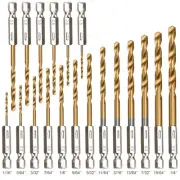 19-Piece Hex Drill Bit Set, Titanium & HSS High-Speed Steel Hex Shank Quick-C...