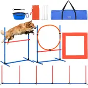Dog Agility Training Equipment 4 PCS Set with Hurdles Jump Ring Pause Box