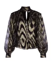 Digging collar design blouse 34F Black