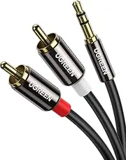 UGREEN 3.5mm to RCA Cable, Male to Aux Adapter, HiFi Sound Headphone Jack Adapter, Metal Shell Y Splitter, Aux Cord, 1/8 to RCA Connector for Phone, Speaker, MP3, Tablet, HDTV 1M