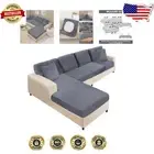 8-Piece Velvet Sectional Couch Covers with Pillowcases - Easy Install, Dark Grey