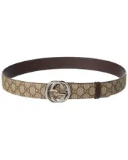 Gucci Interlocking G GG Supreme Canvas & Leather Belt
