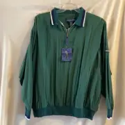 Nicklaus Mens Golf Jacket Green Pocket Long Sleeve 1/4 Zip Collared Mesh MED New