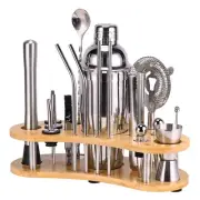 Cocktail Shaker Set, 19 Piece Bartender Kit, Silver, Bar Tool Set with Cockta...