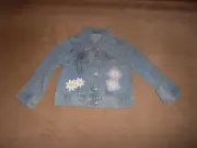 NEW, BABY GIRLS DENIM JEAN JACKET WITH FLOWERS, SIZE 18 MONTHS