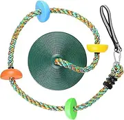 Disc Swing Seat - Rope, Tree Mount, Outdoor Activity | Climbing Rope Swing for Kids with Durable for Balance Training Garden Play Gym Setup, 150kg Load Weatherproof