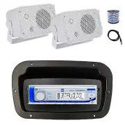 Dual Marine Radio, Spa Bezel,Adapter, Antenna,Wire, 2x 3.5" 300W White Speakers