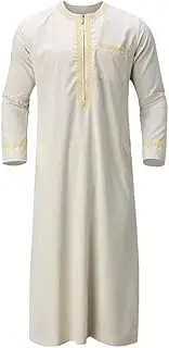 [Sweejim] Men's Long Sleeve Kaftan Thobe Muslim Robe Kaftan Pakistan Clothes Arabic Thobes