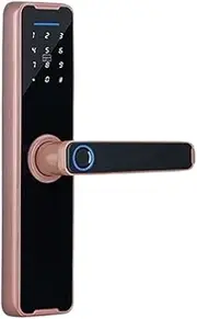 Smart Lock, Tuya Bluethooth Biometric Fingerprint Electronic Lock RFID Card Remote Unlocking Smart Door Lock,for Bedroom Hotel Office Apartment(240 4085,RED Bronze) FANDIAO