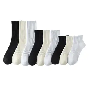 新款黑白色襪子女中筒襪 薄款棉底吸汗防臭運動長襪 學生低幫短襪