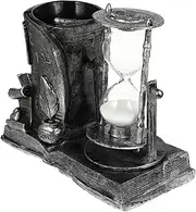 BESPORTBLE Cylindrical Leaf Hourglass Clock Timers Outdoor Kit Countdown Alarm Rotary Watch Exhaust Indoor Decor Hourglass Pen Holder Digital Desk Timer Resin Craft Scene Decor Silver Powder