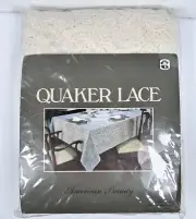 Vintage Quaker Lace Oblong 70x90”Tablecloth-Natural New in Package Made in USA
