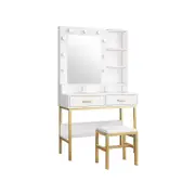 White Dressing Table with Stool Set