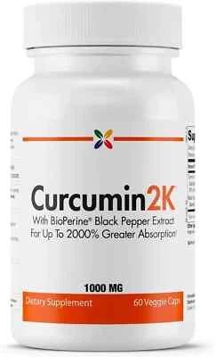 Stop Aging Now - Curcumin2K Formula with BioPerine Black Pepper Extract for Up t