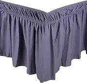 CREATCABIN Bedding Elastic Bed Ruffle Wrap Around Bed Skirts for Queen Beds 19" Drop Adjustable Easy Fit Wrinkle & Fade Resistant Machine Washable Hotel for Queen Queen King C-King Size Beds Dark Blue