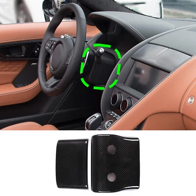 Real Carbon Fiber Steering Wheel Steering Column Trim Cover For Jaguar F-TYPE