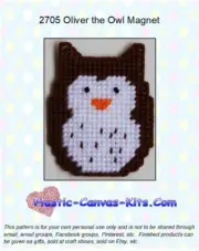 Oliver the Owl Magnet - Plastic Canvas Pattern or Kit
