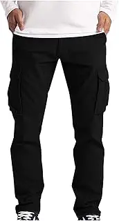 [Generic] Cargo Pants for Men Elastic Waist Work Pants Straight Hiking Pants Casual Lightweight Joggers Outdoor Workout Pants