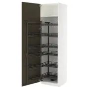 METOD high cabinet with pull-out larder, white/Havstorp brown-beige, 60x60x220 cm