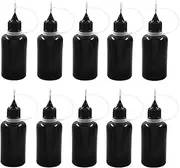 Piutouyar 30ml Black Precision Tip Applicator Bottle, 10 Pcs Fine Tip Applicator Metal Needle Tip Squeeze Bottle Plastic Bottle Glue Applicator Bottles for DIY Crafts Acrylic Painting