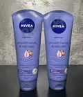 2 x 100ml Nivea Smooth Hands & Nail Care Hand Cream -Lotus Flower Macadamia Oil