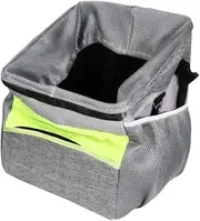 Pet Carrier Bike Pet Basket Dog Bike Carriers Collapsible Oxford Cloth Front Handle Mesh Holes Liner Spacious Design Home or Travel Grey