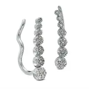 0.25 CT. T.W. Composite Diamond Tapered Circles Crawler Earrings in 10K White Gold