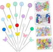 ARTSEWPLY 200 Pcs Sewing Pins Durable Dressmaking Pins with Flat Heads Includes Button Designs for Crafting Quilting Dressmaking