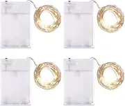 WATUNID 4PCS Fairy Lights Battery Operated, 16.4ft 50 Led Copper Wire Firefly String Lights for Bedroom, Wedding, Party, Christmas Decoration(Warm White)