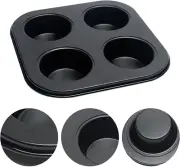 4 Cup Muffin Pan Mold - Non-Stick Cupcake Baking Tray/Tin - Carbon Steel Cake Mo