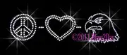 PEACE LOVE EAGLE RHINESTONE TRANSFER HOTFIX WINGS BLING