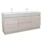 1200MM EVIE LIGHT OAK FLOOR BATHROOM ENSUITE DOUBLE VANITY CERAMIC BASIN